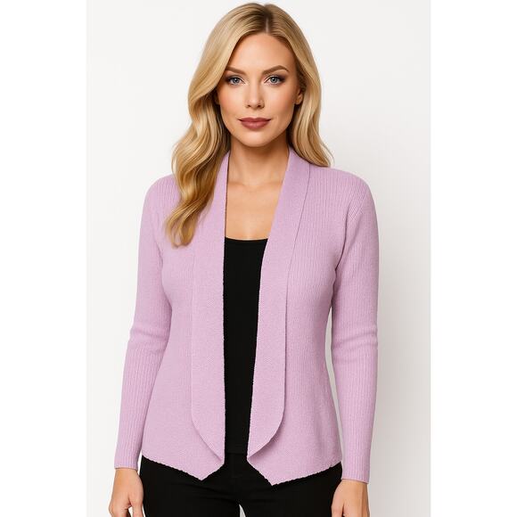 Eileen Fisher Petite PS Cardigan Sweater Lavender Open Front Lightweight Knit - Picture 1 of 10